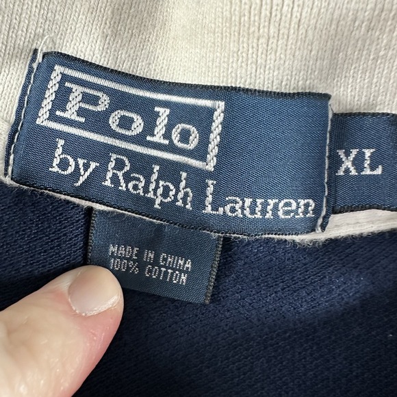 Vintage Ralph Lauren Polo Shirt Mens XL Chunky Stripe Blue USA Cotton Preppy 90s - Picture 6 of 11